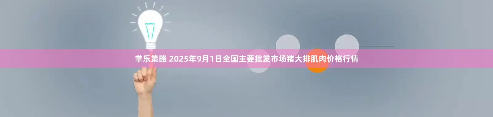 掌乐策略 2025年9月1日全国主要批发市场猪大排肌肉价格行情